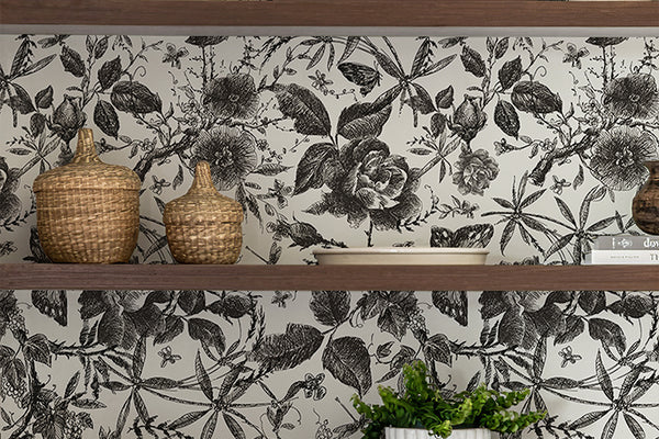 Black Rose Floral Wallpaper