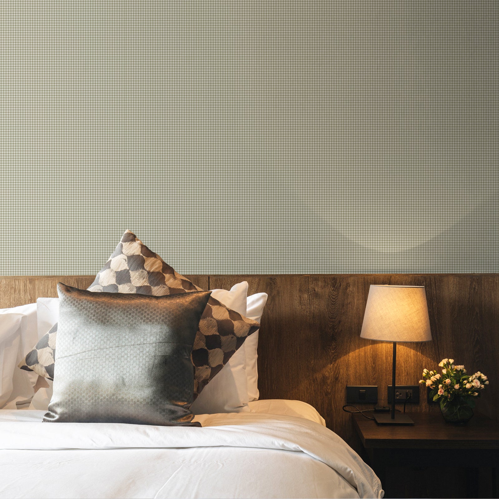Oatmeal Gingham Warm Neutral Textured Peel and Stick Wallpaper