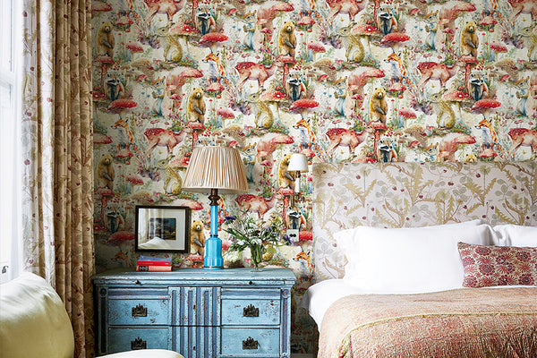 Forest Animal Mushroom Self Adhesive Wallpaper