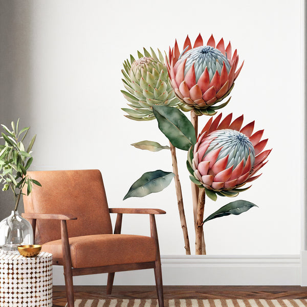 King Protea Flowers Peel and Stick Wall Decal