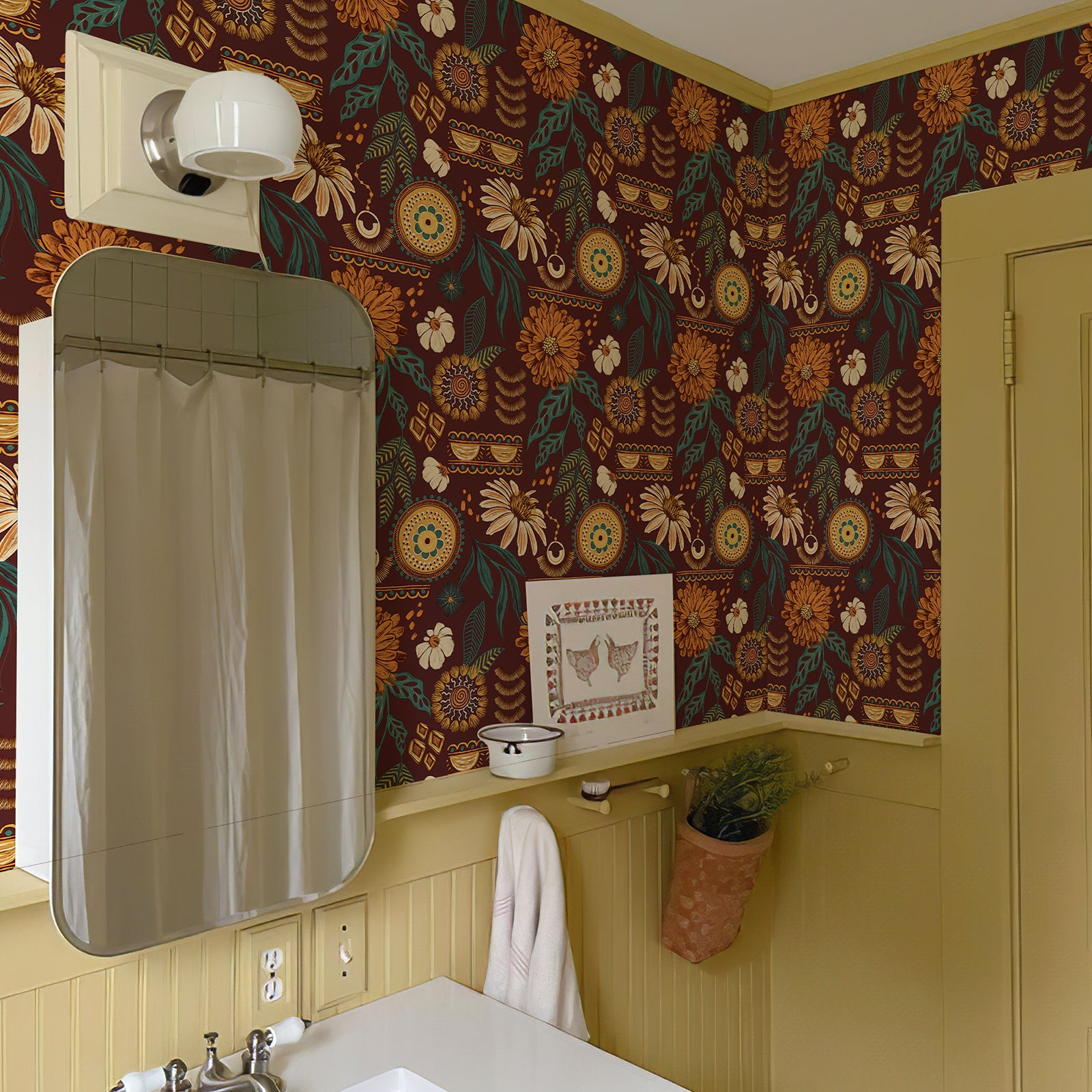 Boho Sun Floral Wallpaper