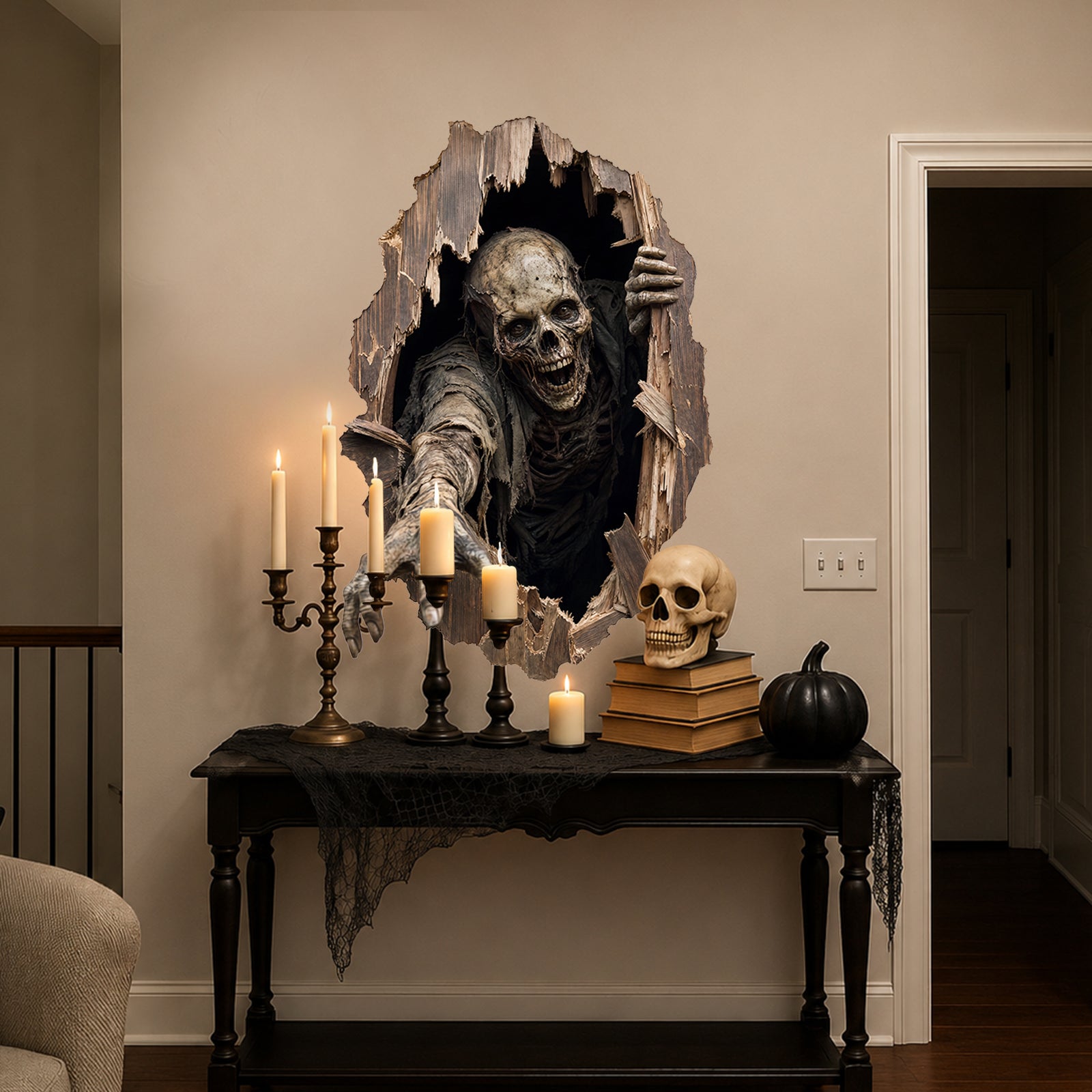 Décorations d'Halloween Décoration de porte autocollante Undead Reach