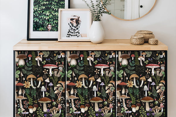Boho Leaf Forest Mushroom Wallpaper