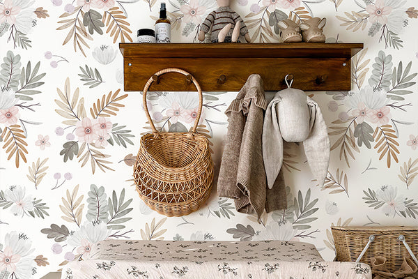 Honey Wheat Watercolor Leaf Wallpaper