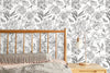 Sketched Peony Floral Wallpaper
