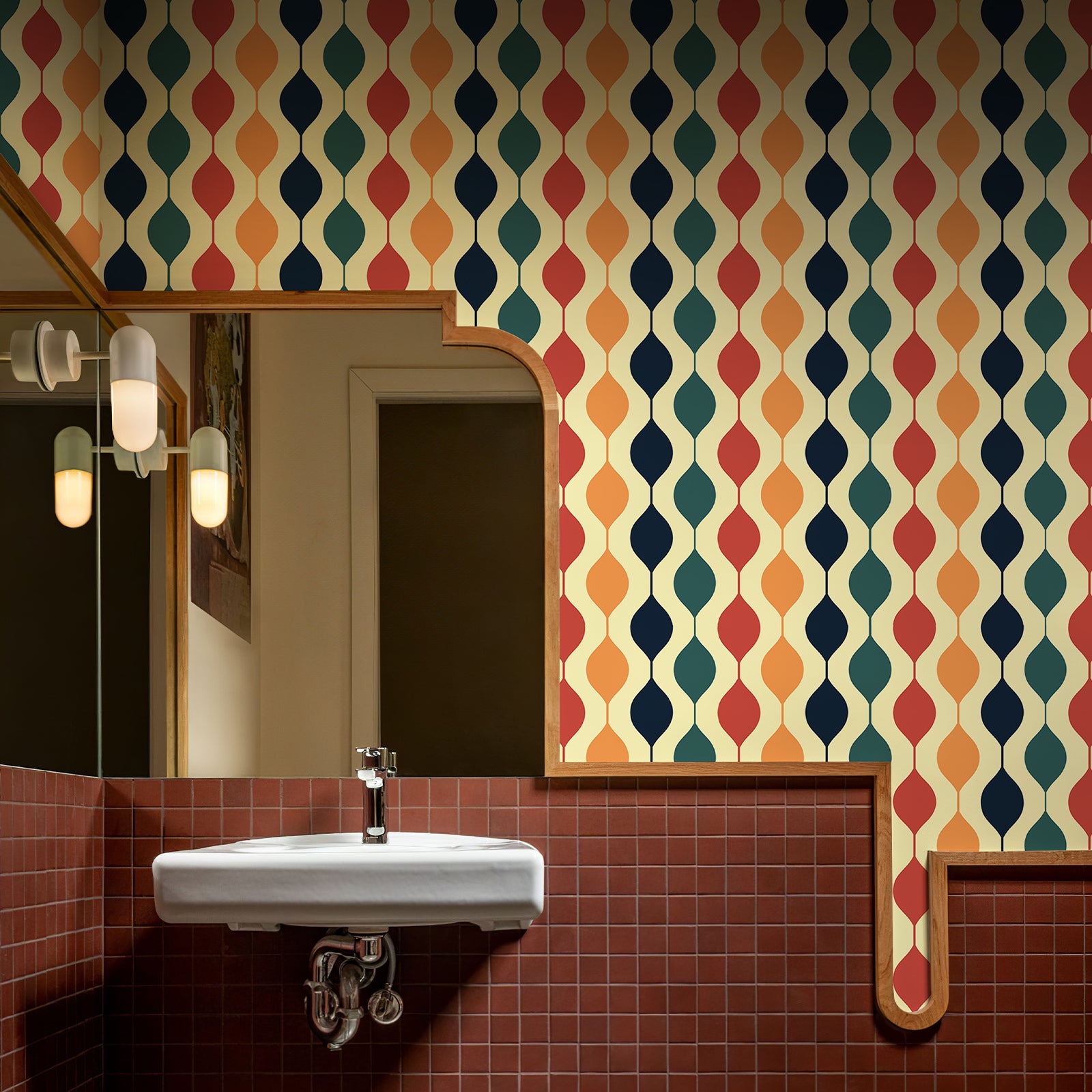 Retro Modern Geometric Peel and Stick Wallpaper