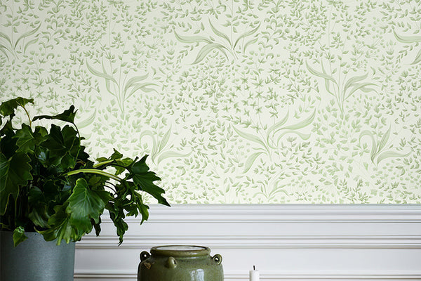 Vintage Green Leaf Botanical  Wallpaper