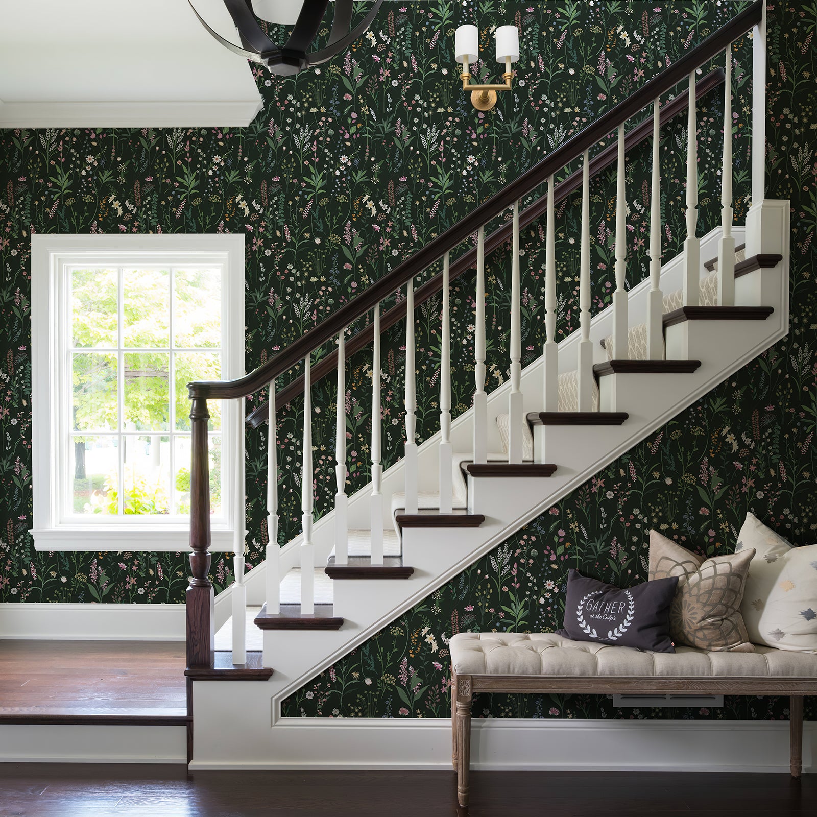 Green Meadow Botanical Floral Peel and Stick Wallpaper