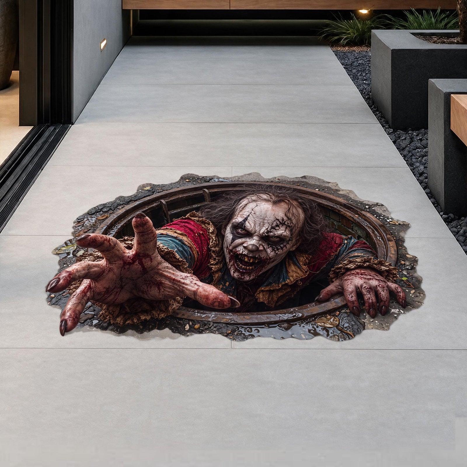 Halloween decorations Sewer Clown Peel and Stick Floor Decal