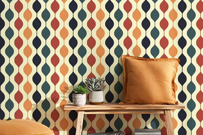 Retro Modern Geometric Peel and Stick Wallpaper