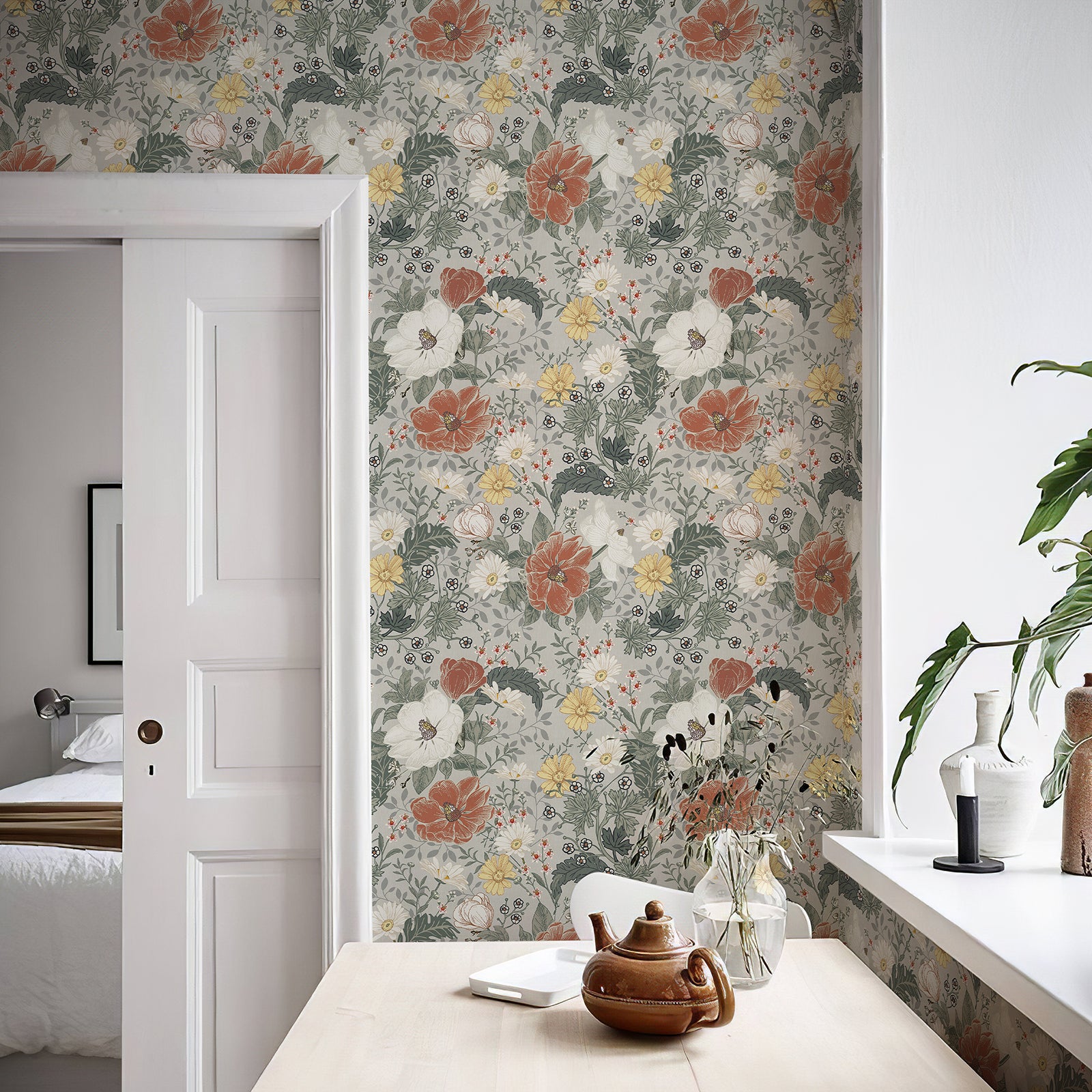 Vintage Farmhouse Botanical Wallpaper