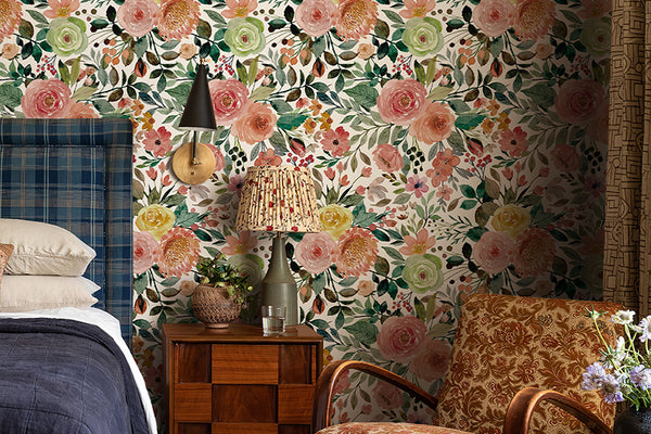 Multicolor Peony Nursery Wallpaper