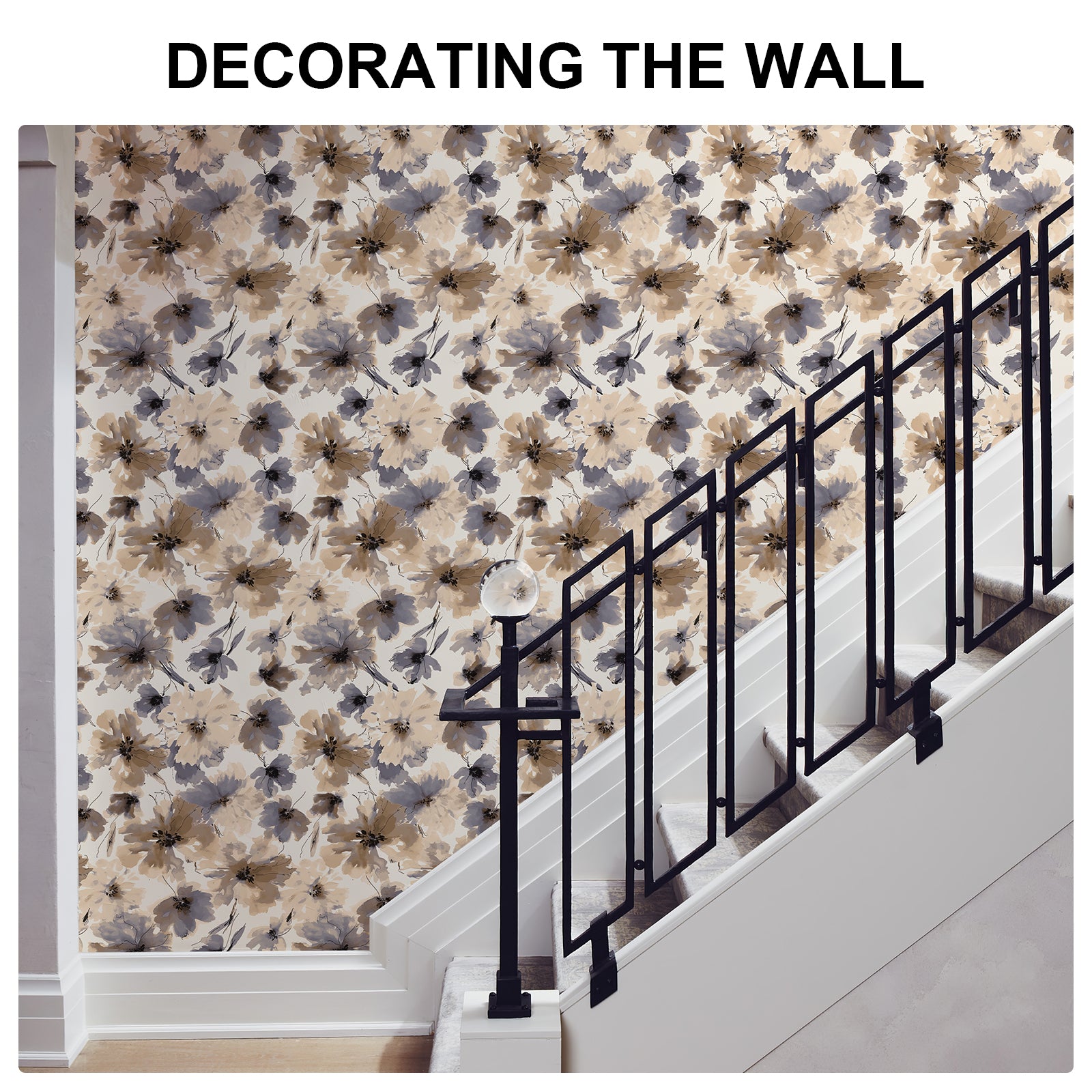 Biege Watercolor Flower Removable Peel and Stick Wallpaper