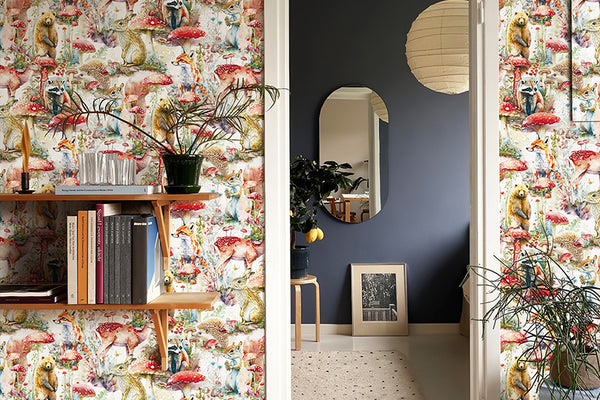Forest Animal Mushroom Self Adhesive Wallpaper
