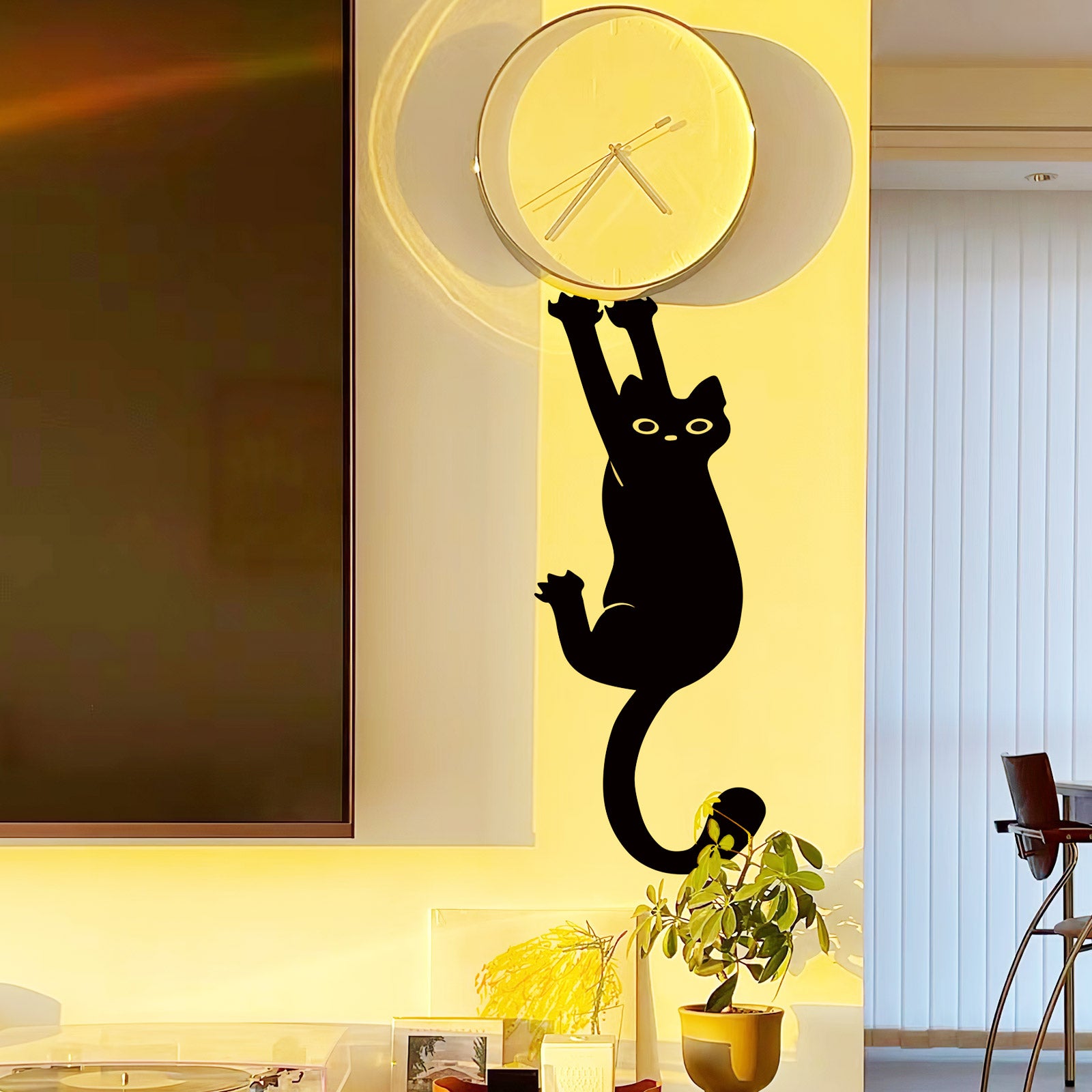 Mischievous Black Cat Peel and Stick Wall Decal