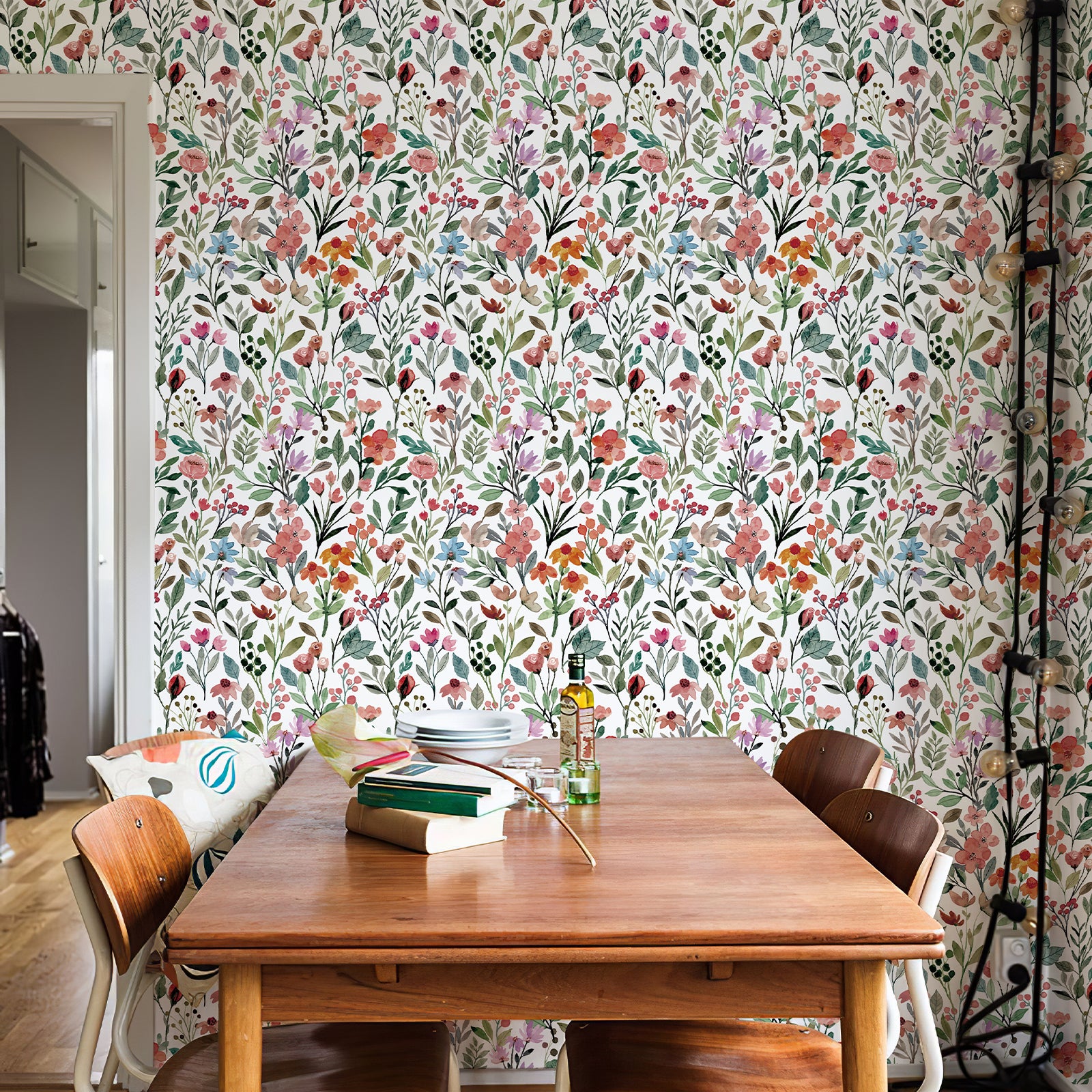 Green and Pink Wildflower Wallpaper