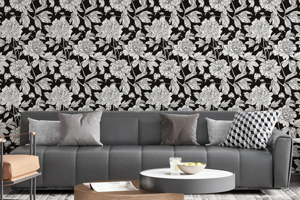 Green Floral Linear Wallpaper