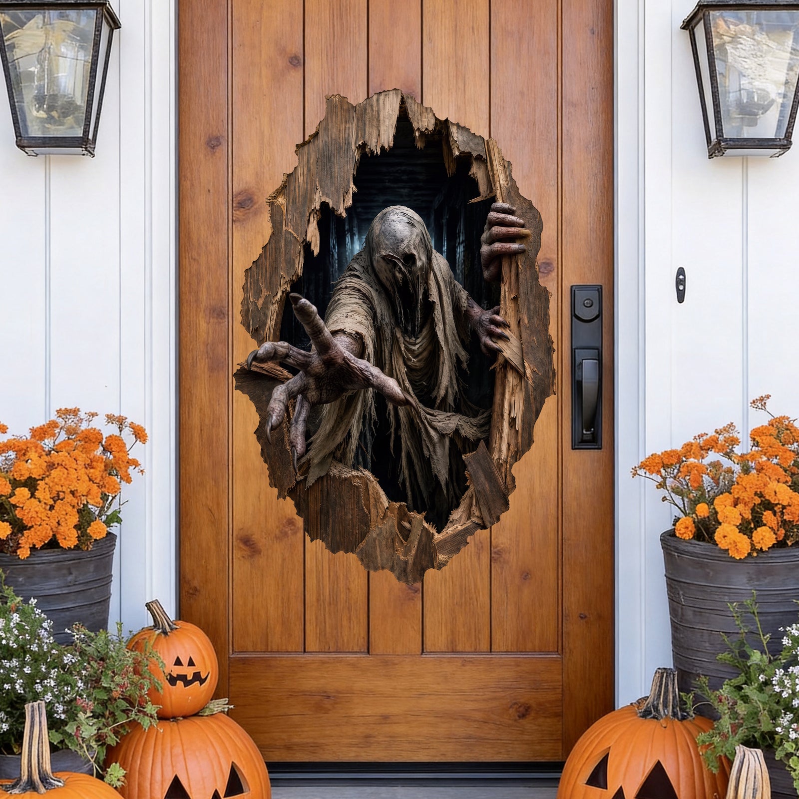 Halloween decorations Phantom Intruder Peel and Stick Door Decal