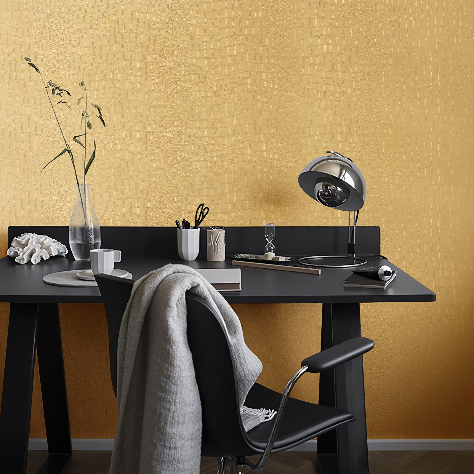 Removable Crocodile-Pattern Wallpaper, Embossed-Texture Wall Decal