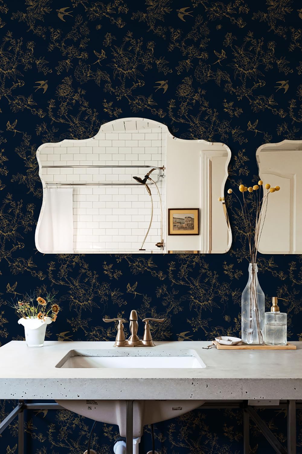 Retro Floral and Bird Pattern Self-Adhesive Wallpaper