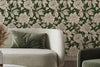 Green Floral Linear Wallpaper