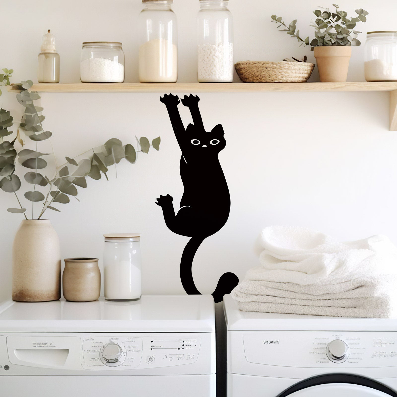 Mischievous Black Cat Peel and Stick Wall Decal