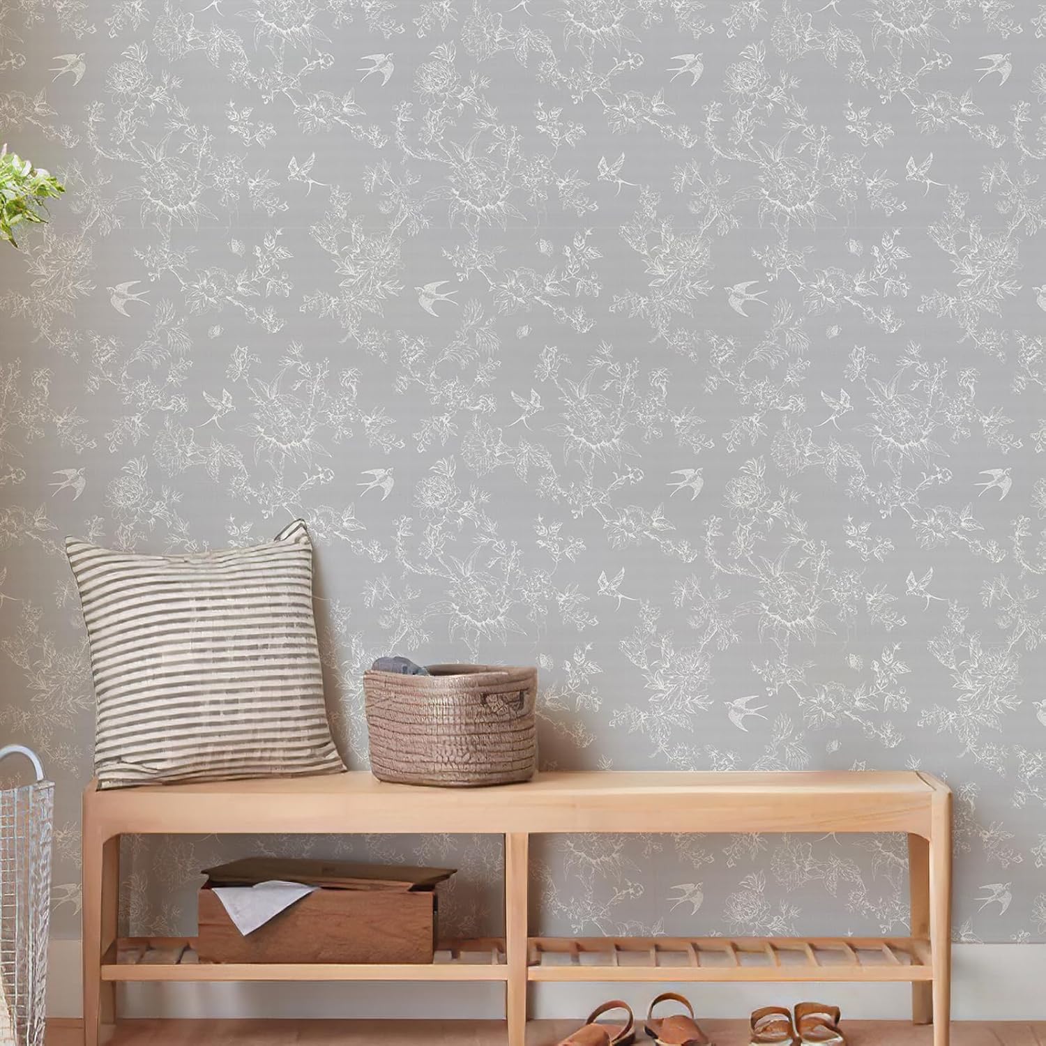 Retro Floral and Bird Pattern Self-Adhesive Wallpaper