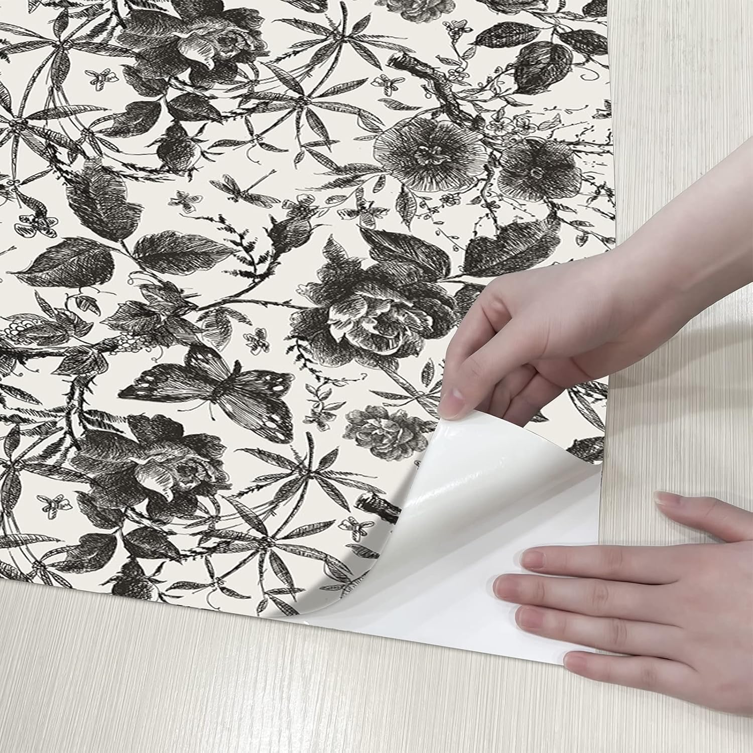 Vintage Butterfly and Floral Wallpaper — Black Rose Pattern