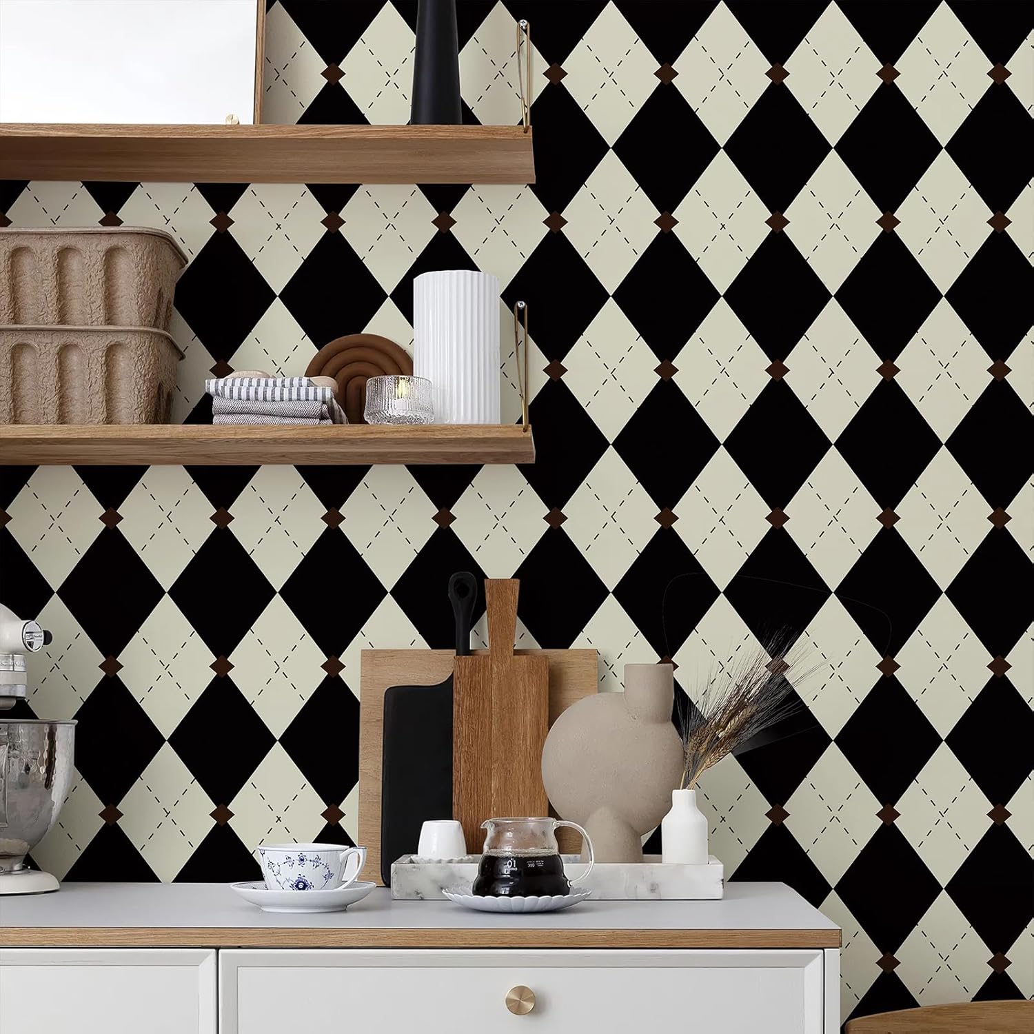 Retro Plaid Self-Adhesive Wallpaper