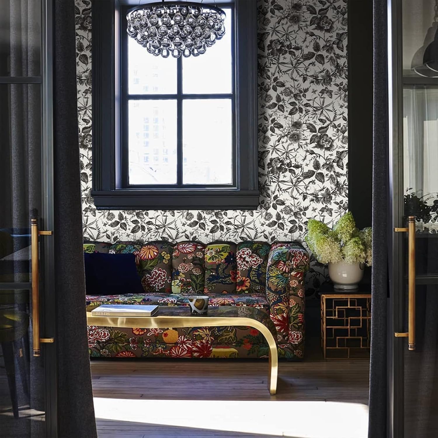 Vintage Butterfly and Floral Wallpaper — Black Rose Pattern