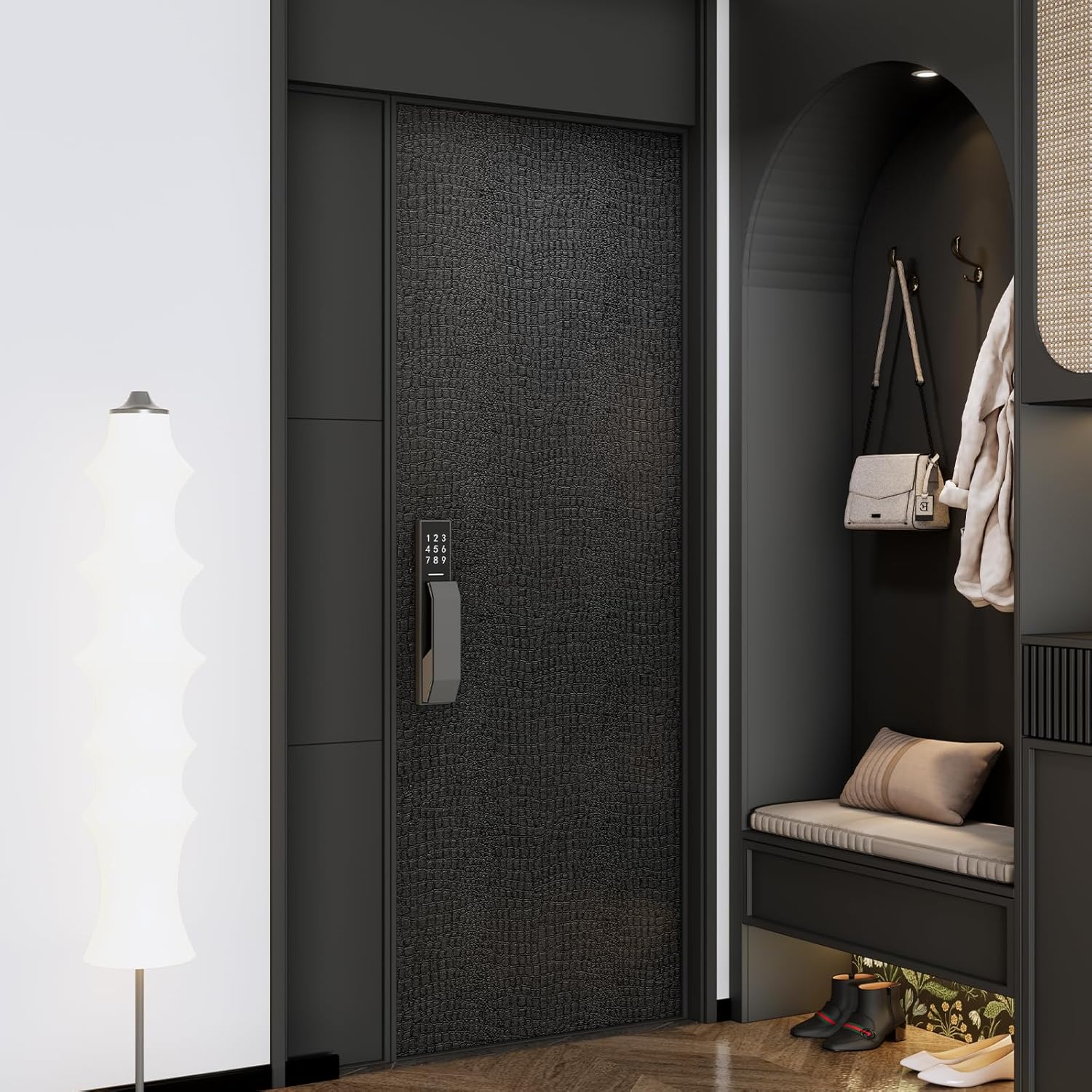 Removable Crocodile-Pattern Wallpaper, Embossed-Texture Wall Decal