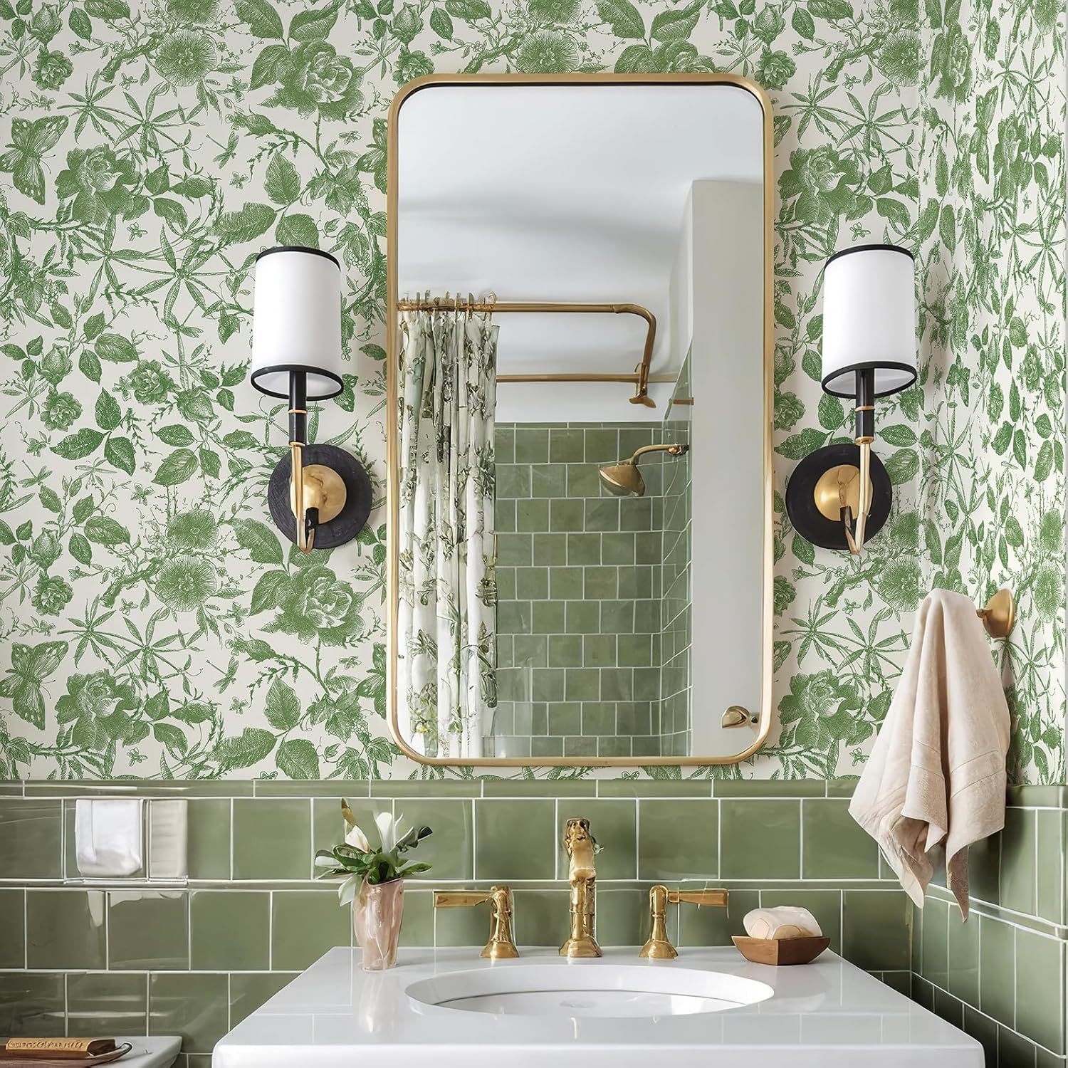 Vintage Butterfly and Floral Wallpaper — Black Rose Pattern