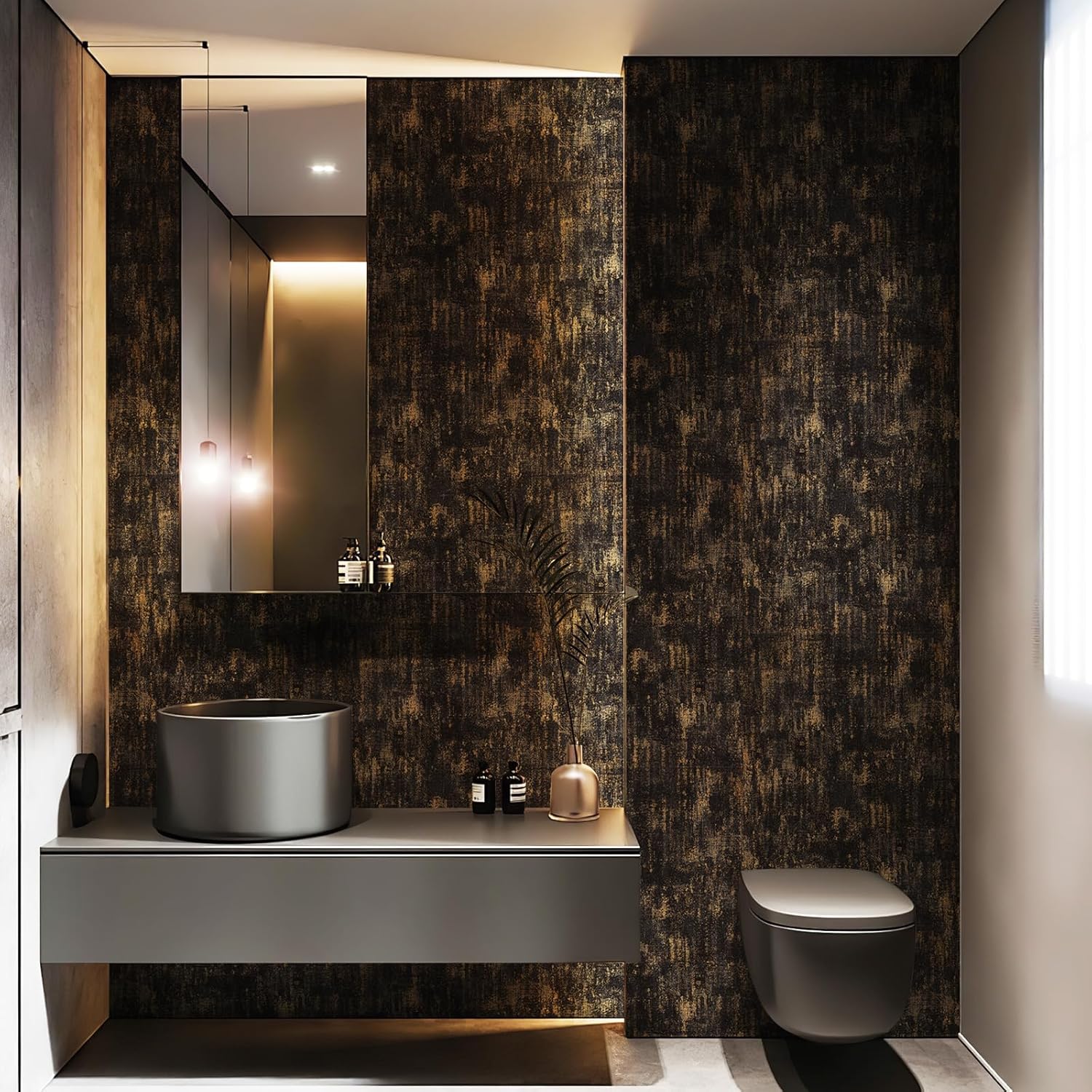 Industrial-Style Metal and Concrete Wallpaper