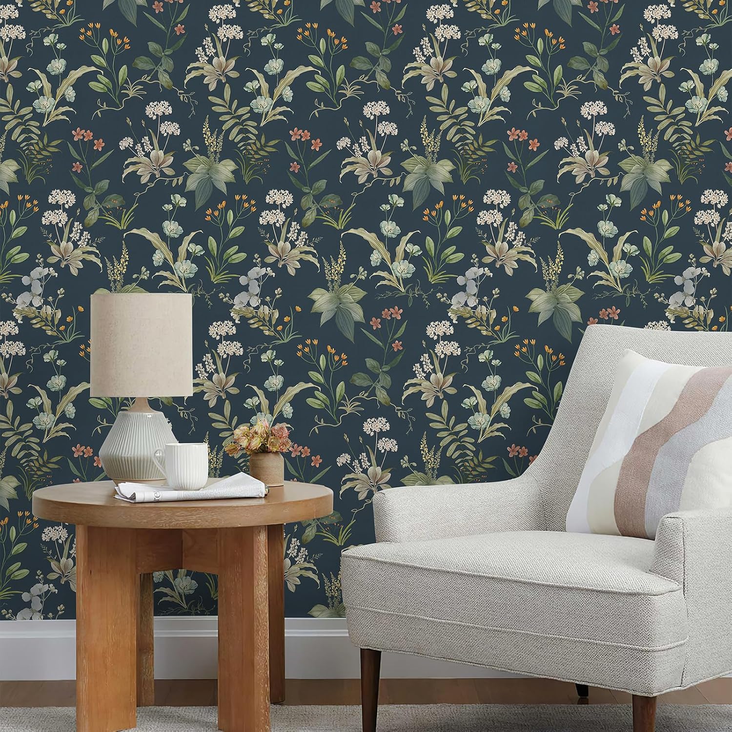 Beige Floral Contact Paper | Wildflower Botanical Pattern Wallpaper