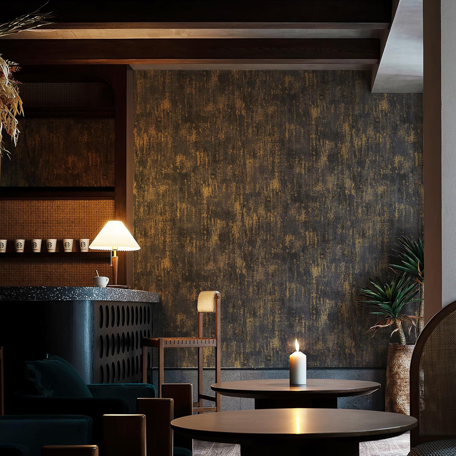 Industrial-Style Metal and Concrete Wallpaper