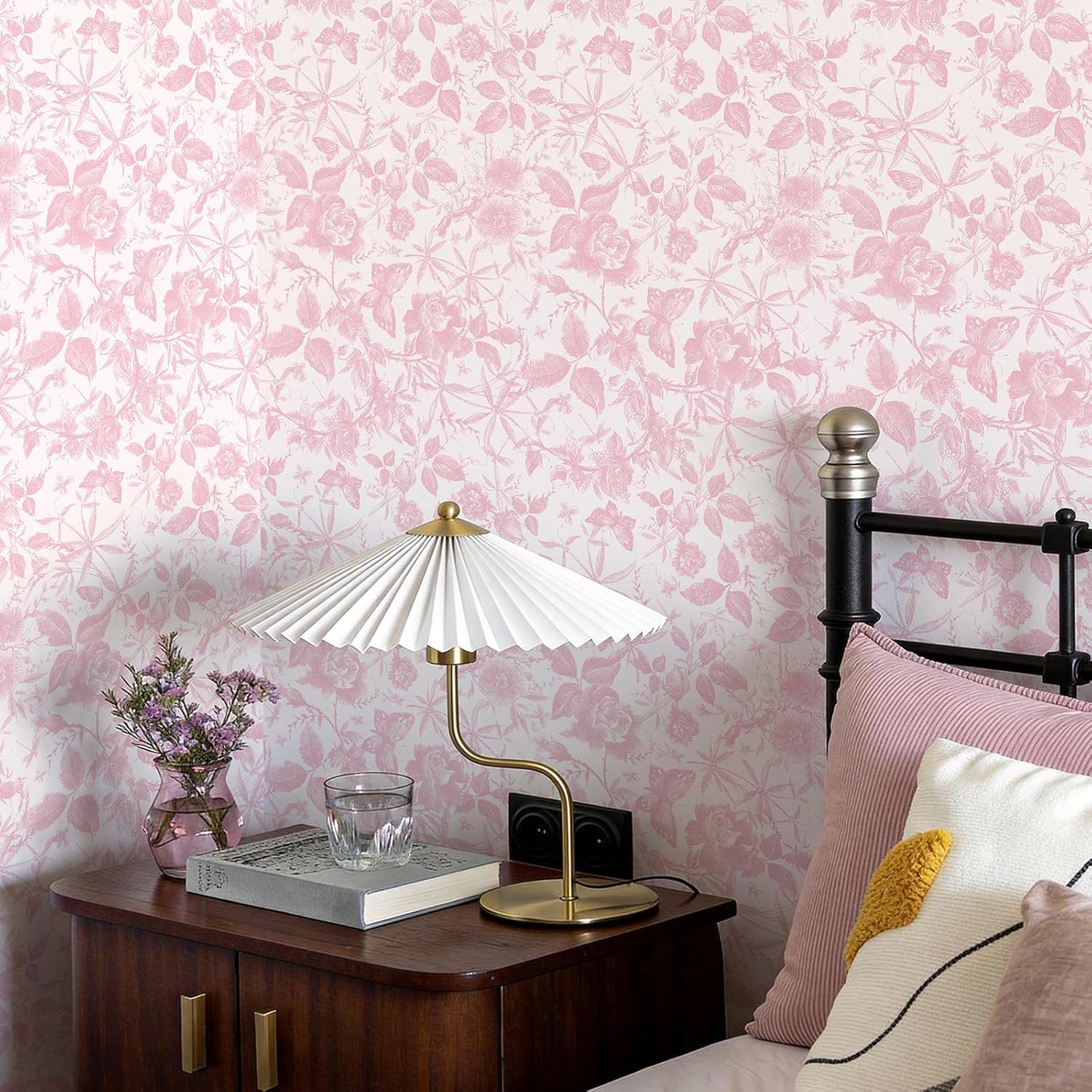 Vintage Butterfly and Floral Wallpaper — Black Rose Pattern