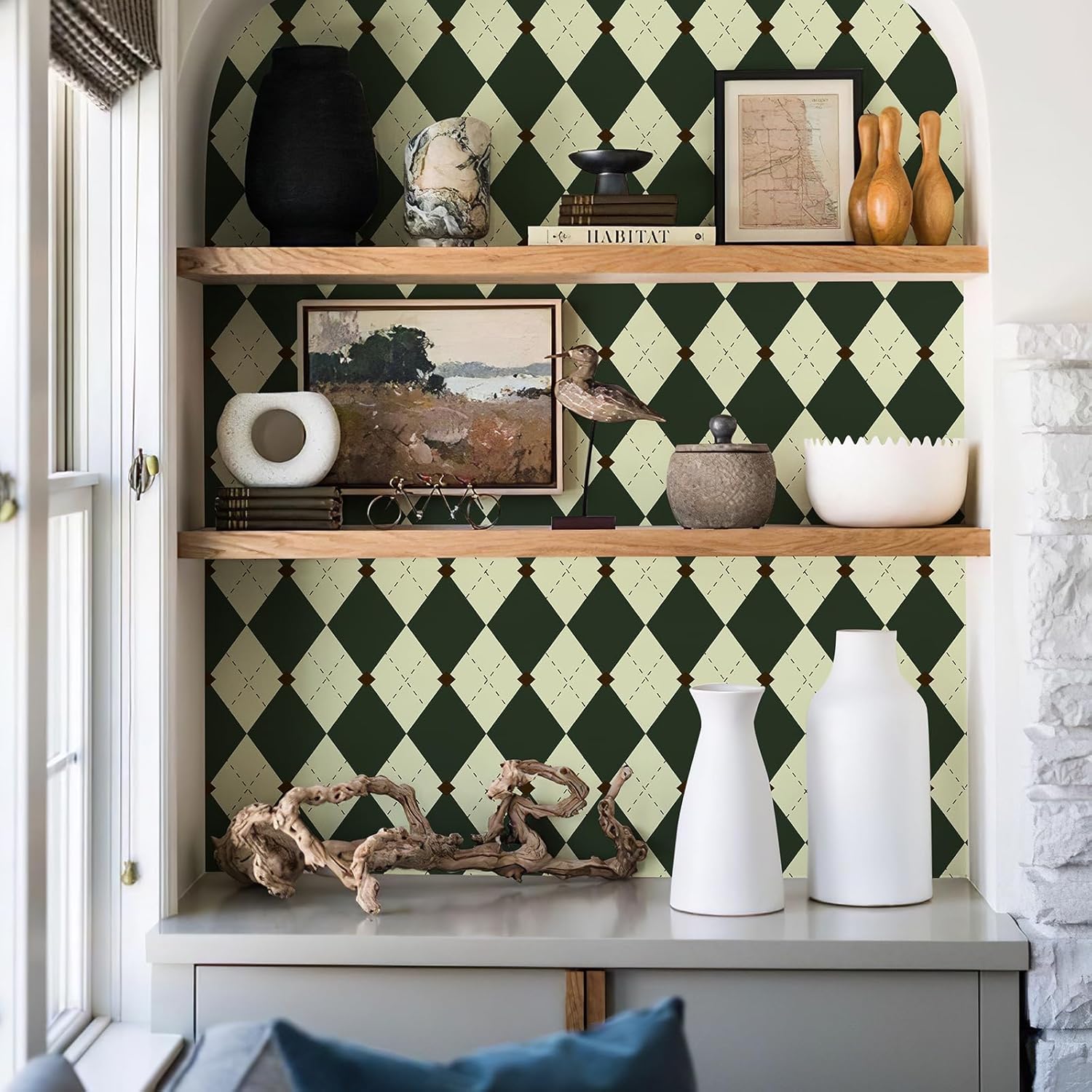 Retro Plaid Self-Adhesive Wallpaper