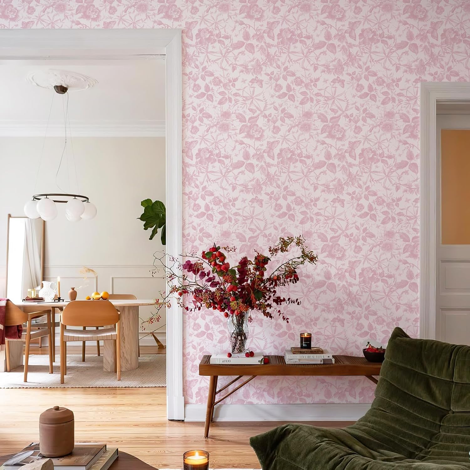 Vintage Butterfly and Floral Wallpaper — Black Rose Pattern