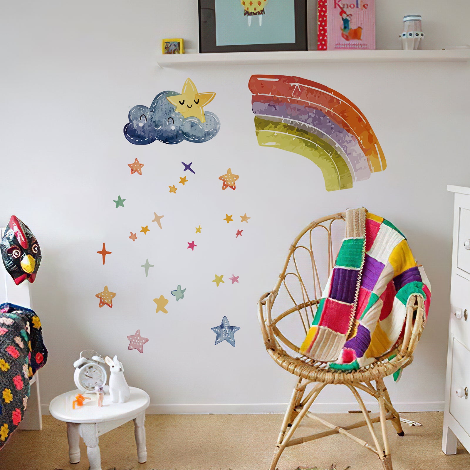 Rainbow & Cloud & Stars Peel and Stick Wall Decal