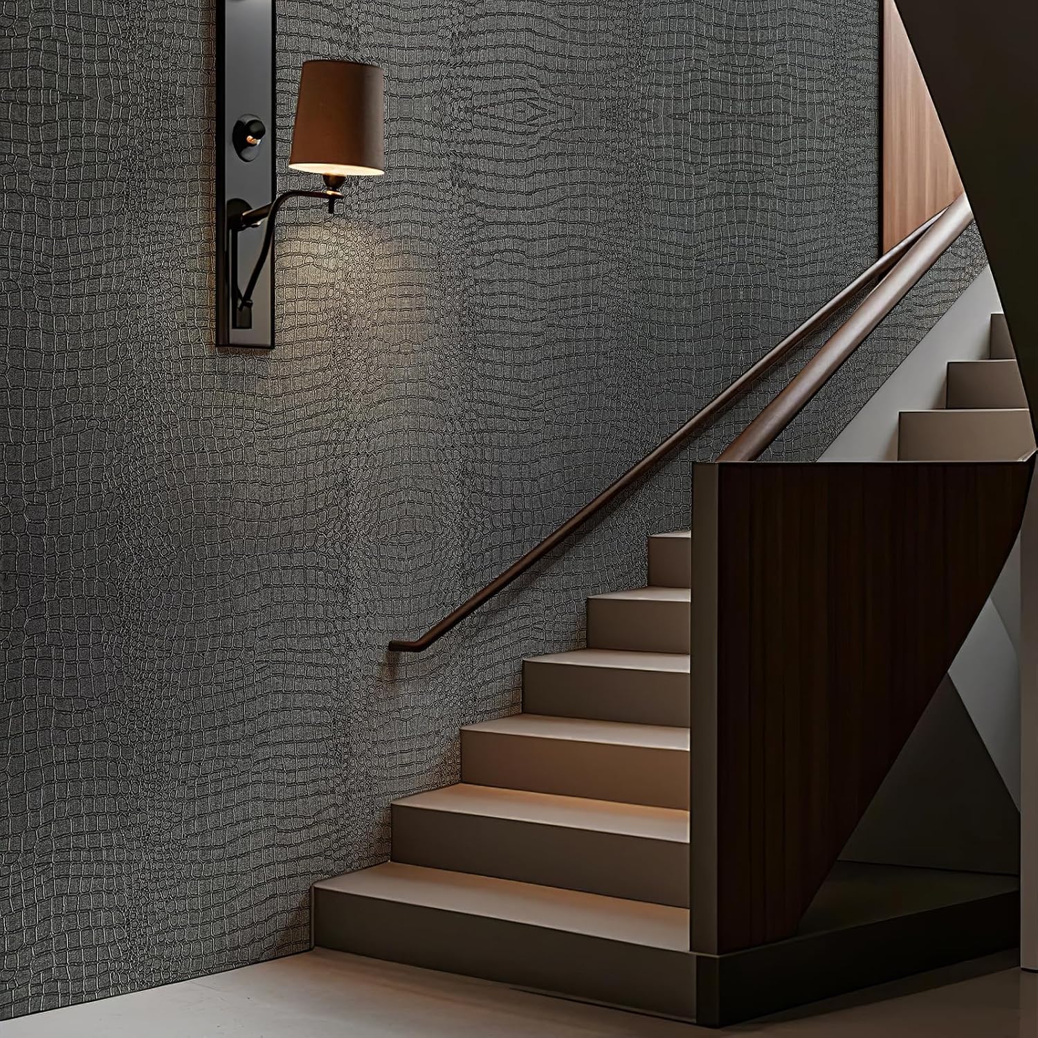 Removable Crocodile-Pattern Wallpaper, Embossed-Texture Wall Decal