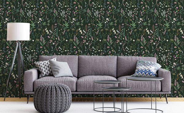 Green Cute Botanical Floral Wallpaper