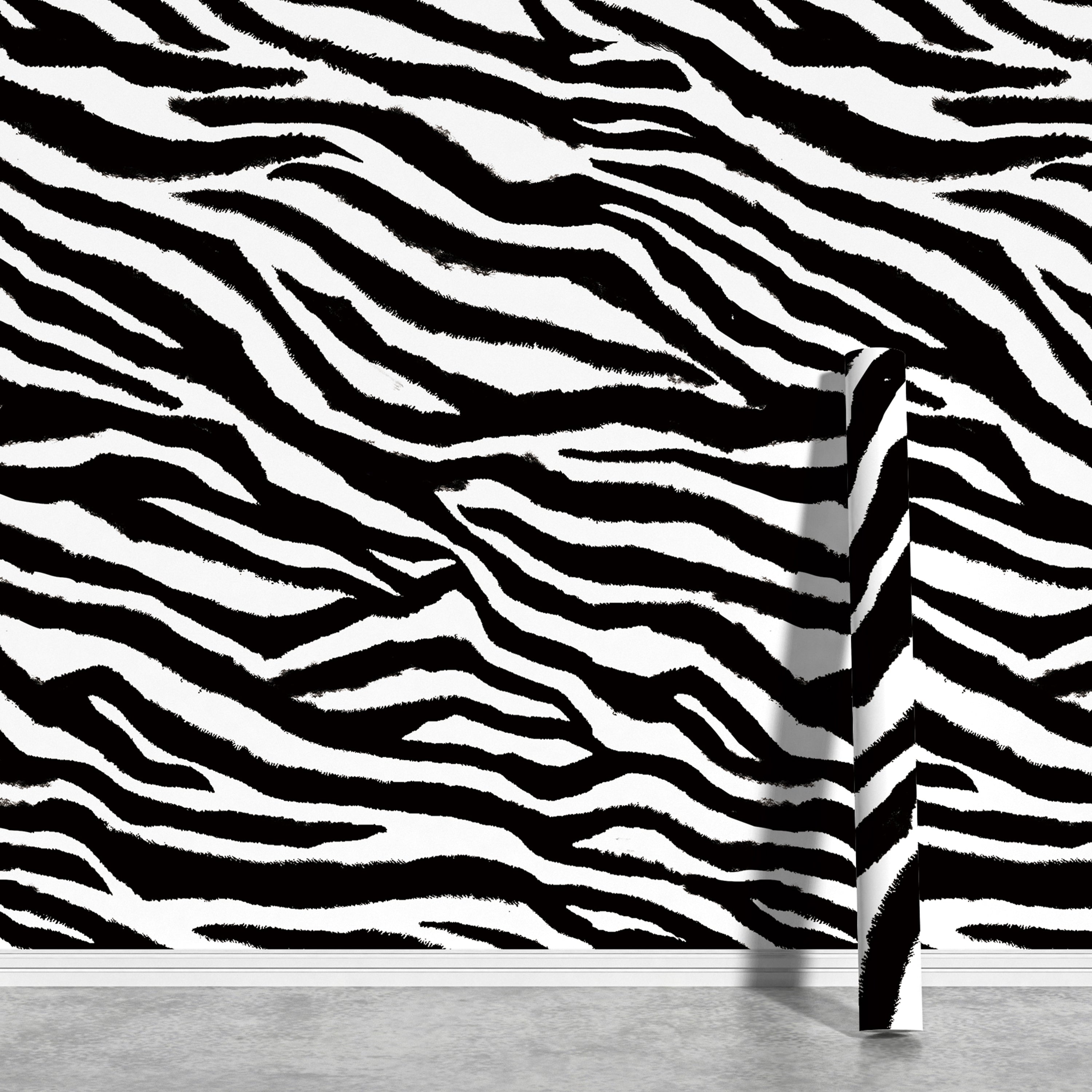 Black & White Zebra Stripe Peel and Stick Wallpaper
