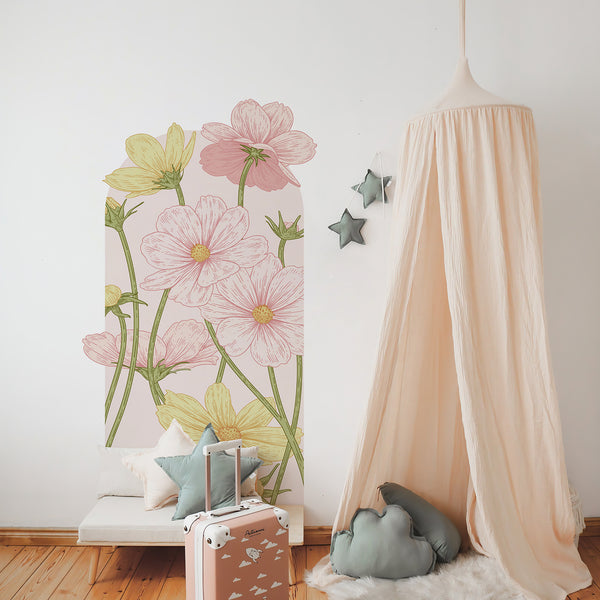 Arch Pink Large Flowers Peel and Stick Wall Decal