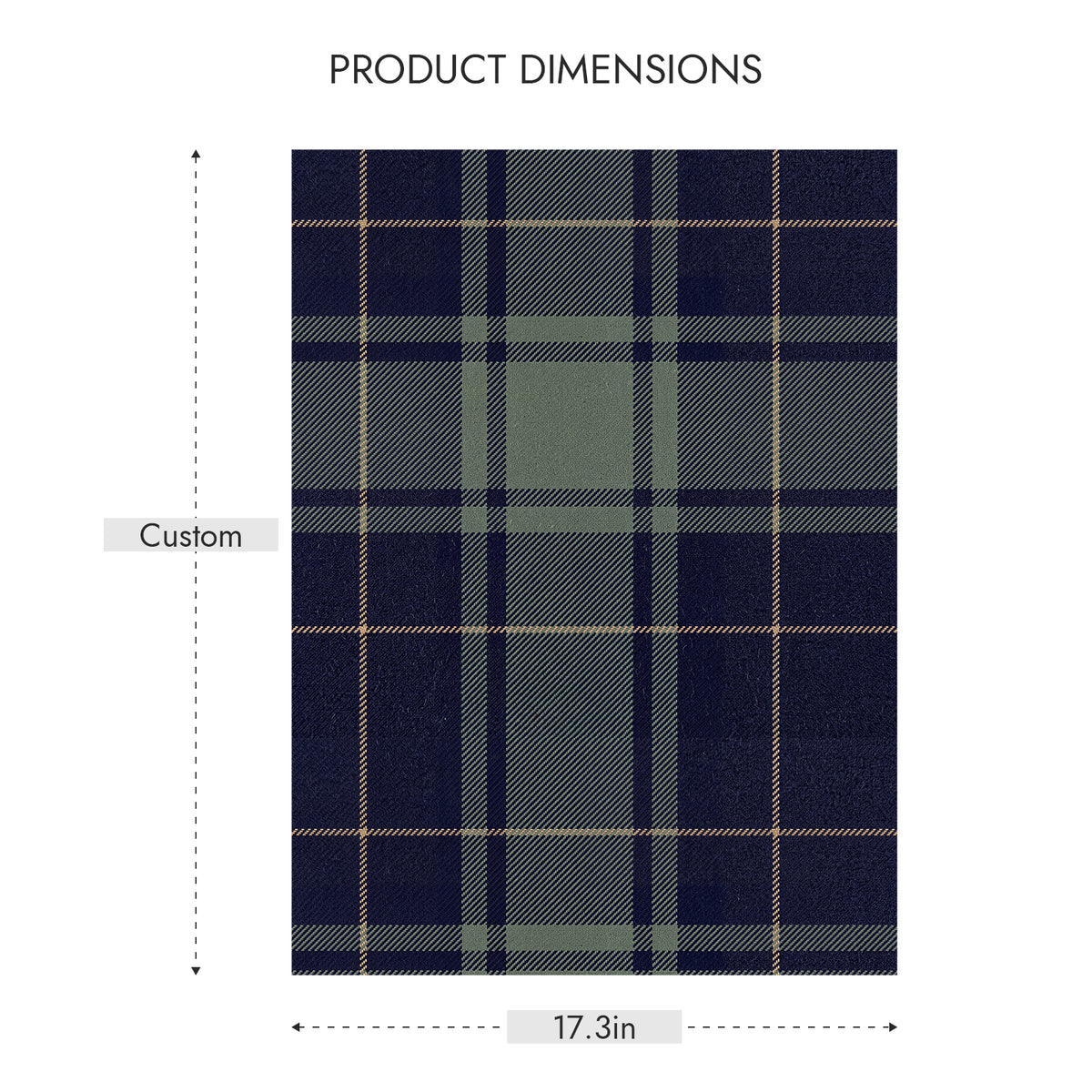 Navy Tartan Hunting Plaid peel and stick wallpaper dimension chart custom size mural