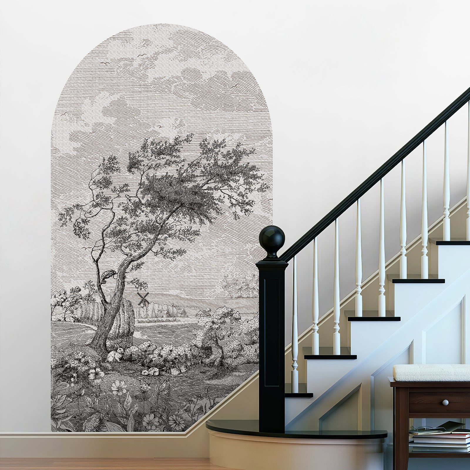 Arch Vintage Pastoral Landscape Peel and Stick Wall Decal