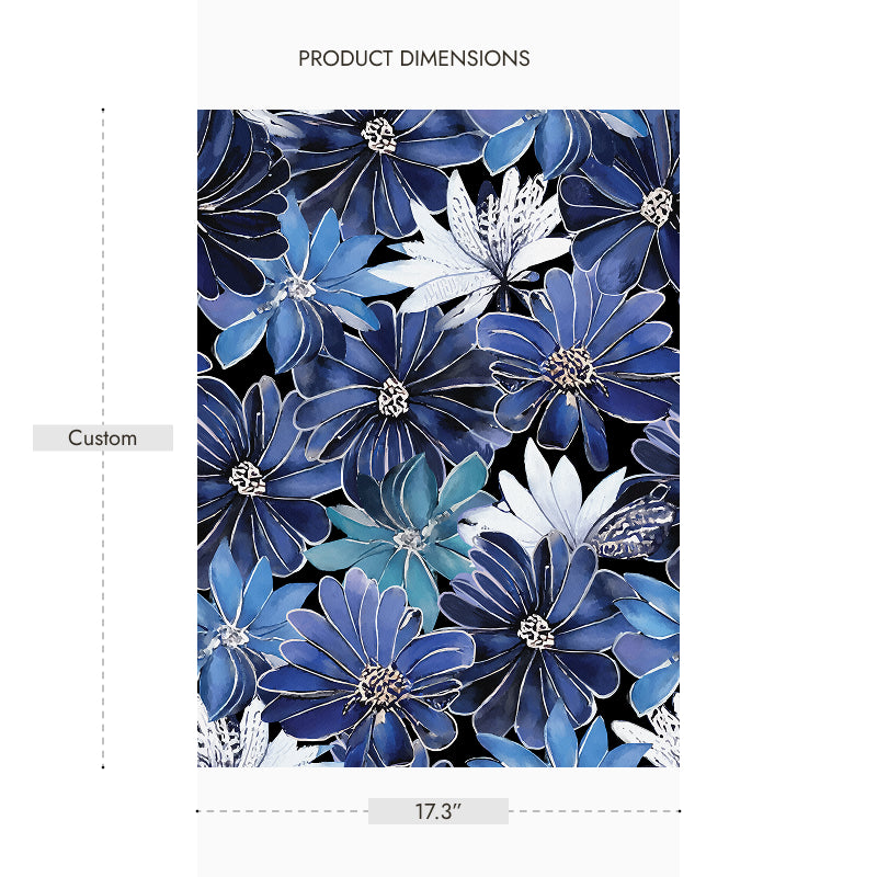 Blue enamel watercolor flowers Peel and Stick Wallpaper