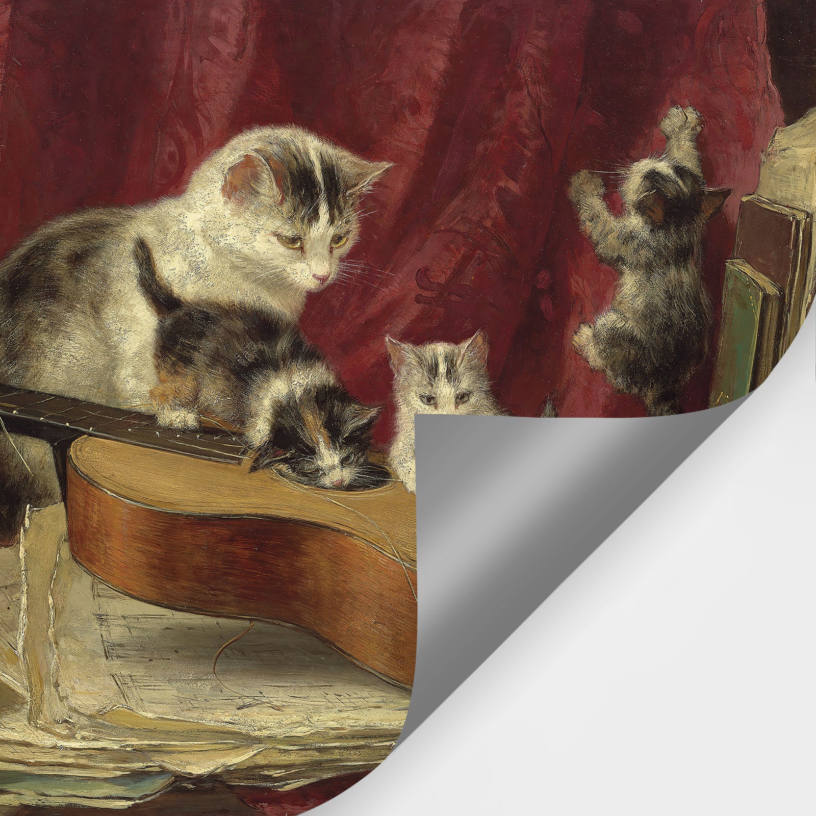 Cat Family & Guitar Peel and Stick Wall Mural