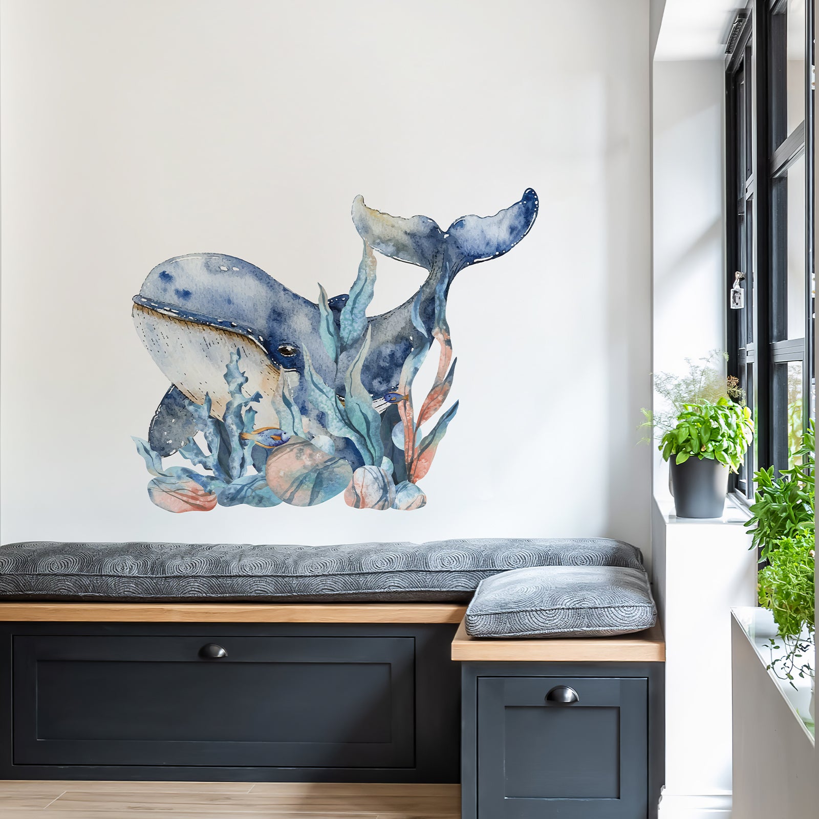 Watercolor Whale Peel and Stick Wall Decal