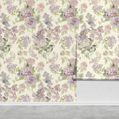 Purple Lilac Floral Vintage Peel and Stick Wallpaper