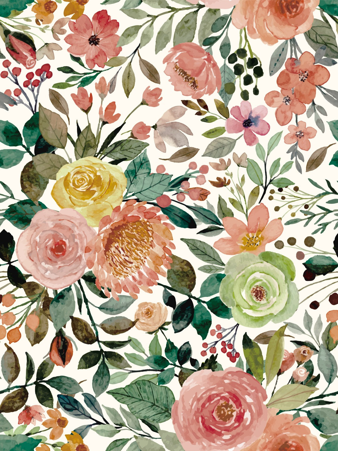 Multicolor Spring Garden Camellia Peel and Stick Nursery Wallpaper